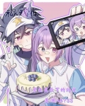 紫色星空下的少女